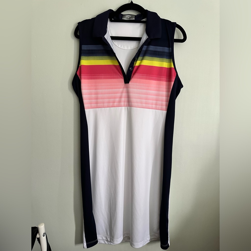 Callaway Abstract Gradient Print Color Block Golf Dress